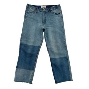 Dear John Frankie Straight Patches Cropped Raw Hem Color Block Jeans Women Sz 29